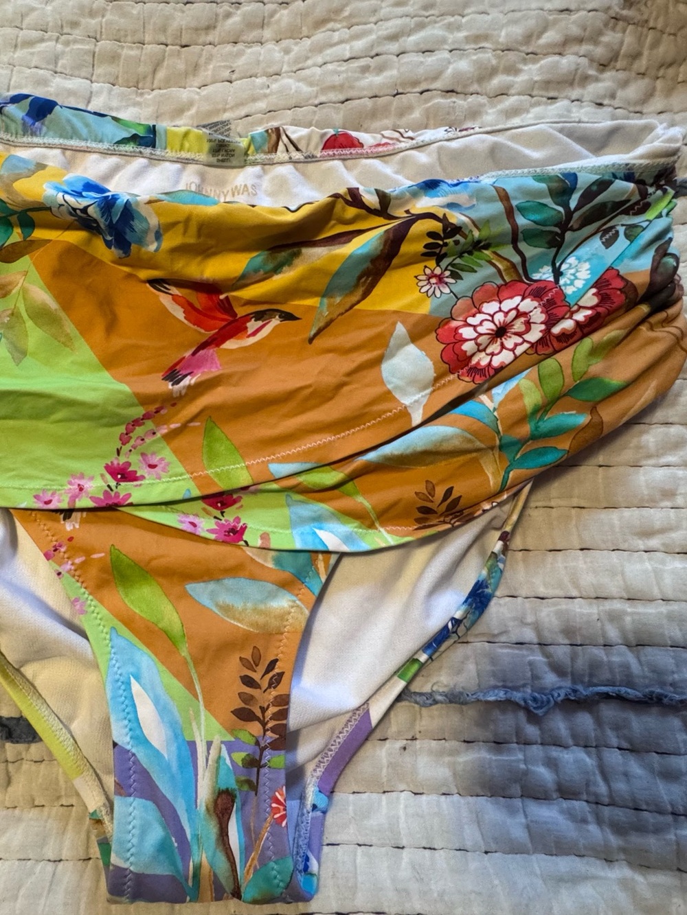 Johnny Was bikini  bottoms Lined Garment with Multicolor Trim fits 16/18 runs sm